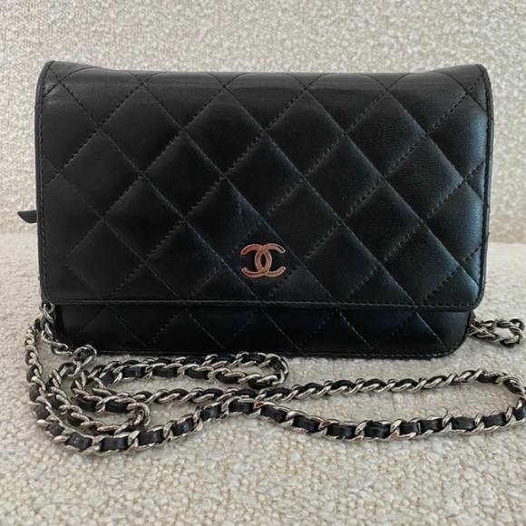 CHANEL Handbags - Authentic Chanel Wallet On Chain WOC Black Lambskin SHW